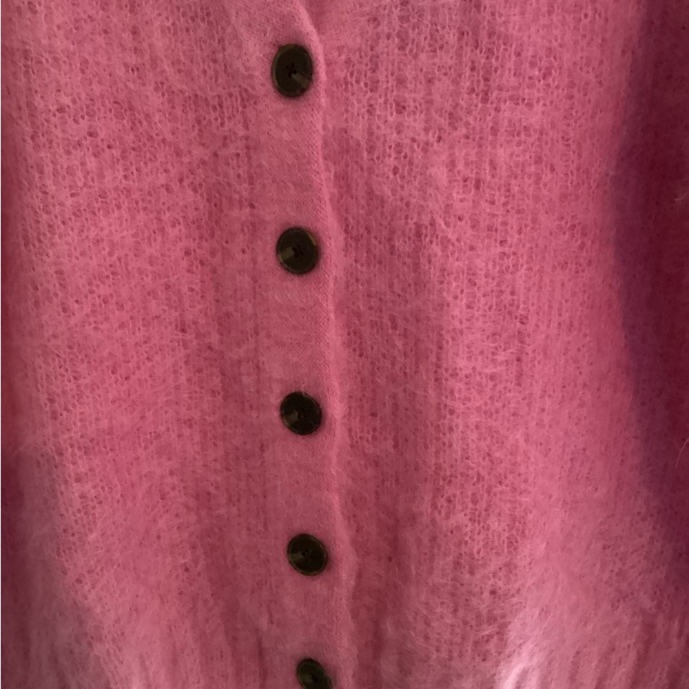 Rebecca Taylor Oversized Pink Brushed Finish Mohair Alpaca Cardigan Size M/L - Picture 5 of 8